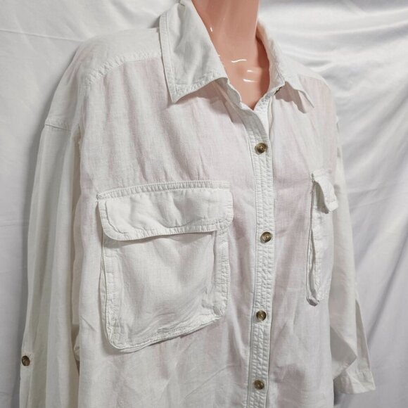 Free People We The Free Made For Sun Linen Shirt Women Size M Almost White - Picture 6 of 15